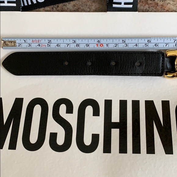 H&M [tv] Moschino Black Leather & Chain Logo Belt - Picture 8 of 8